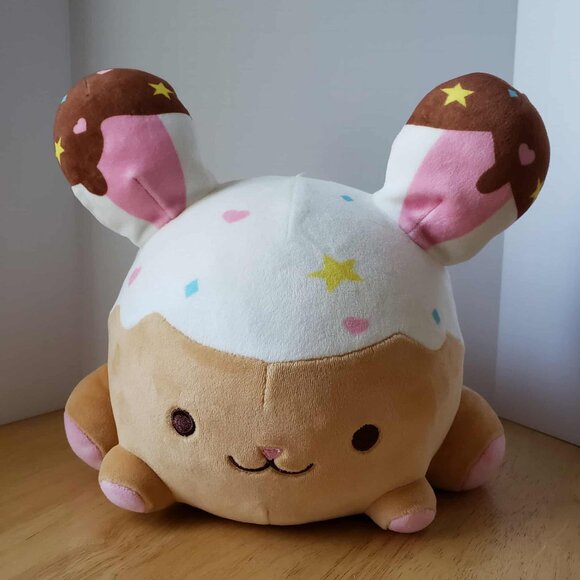 Pop Smooshy Mushy Bitsy Bunny Ice Cream Plush Toy *Brown Pink Super Soft VGUC-8" - Picture 1 of 6